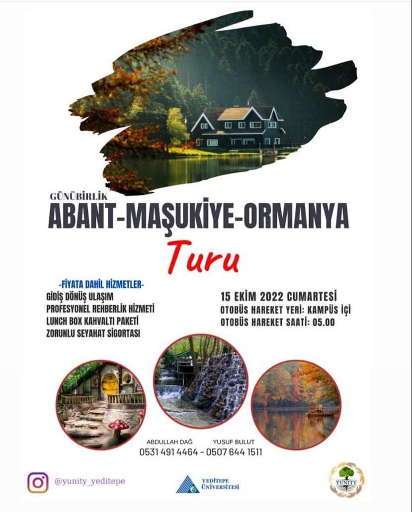 YUNITY GÜNÜBİRLİK ABANT-MAŞUKİYE-ORMANYA TURU 🚎
