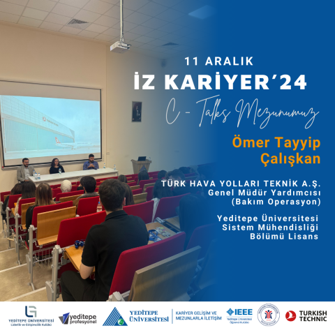 11 Aralik 2024 tarihinde iZ Marka Bulusmalari kapsaminda düzenledigimiz C-Talks etkinliginde, THY Teknik Genel Müdür Yardimcisi (Bakim Operasyon) Omer Tayyip Caliskan, ilham verici konusmasiyla bizlerleydi. Etkinlikte, havacilk sektöründeki kariyer yolculugunu, bakim operasyonlarindaki liderlik deneyimlerini ve gelecekteki teknolojik geligmelerin sektore olan etkilerini dinleme firsati bulduk. Katilimcilarimizin yogun ilgisi ve sorularlyla verimli bir oturum gergeklesti. Omer Tayyip Caliskan'a degerli payla